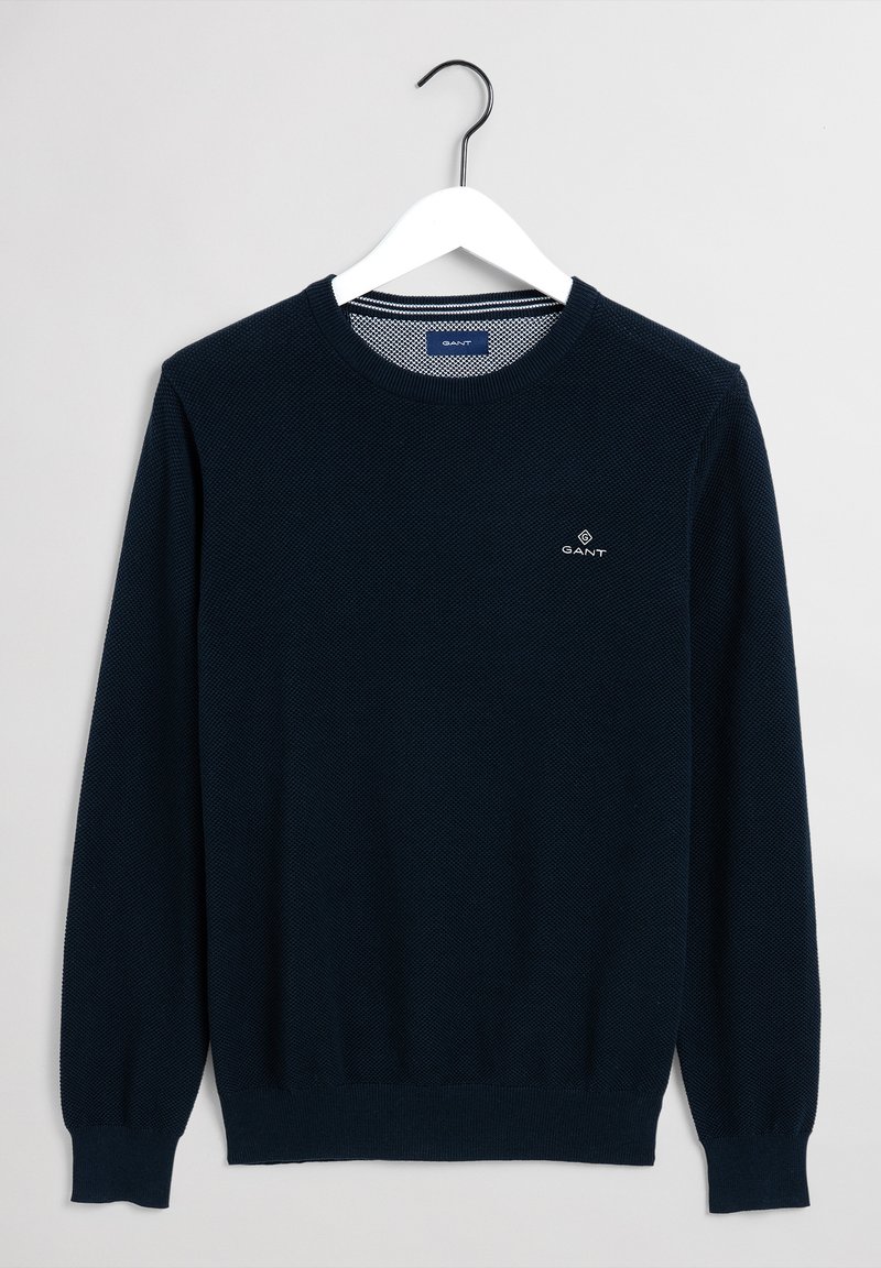 Gant C Neck Neule Evening Blue Tummansininen Zalando Fi
