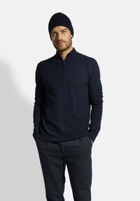 Just Cashmere HALF ZIPPED HIGH COLLAR - Svetr - navy