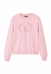 Ljusrosa sweatshirt med rund halsringning och långa ärmar. Har ett perforerat hjärta och en "D"-design på framsidan. Mjukt material.