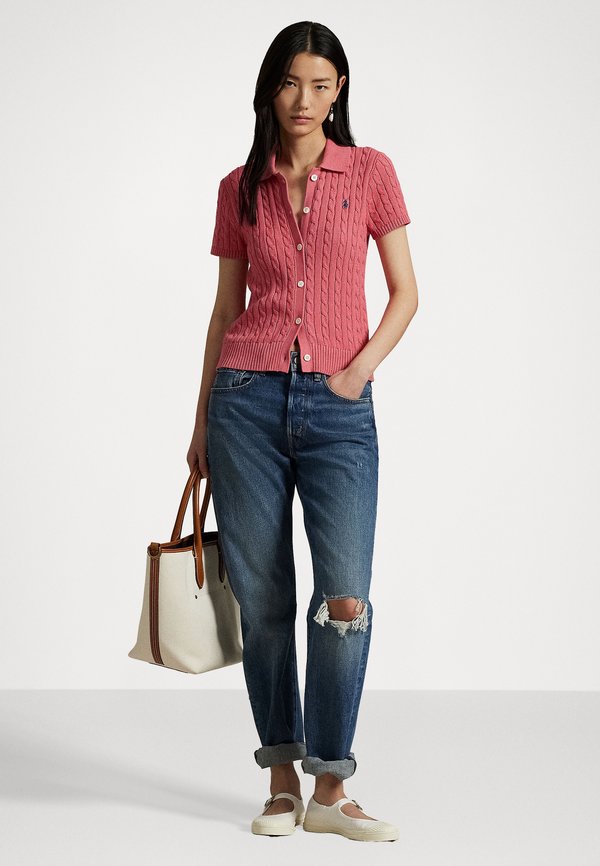 CABLE COTTON SHORT SLEEVE POLO CARDIGAN - Cardigan2