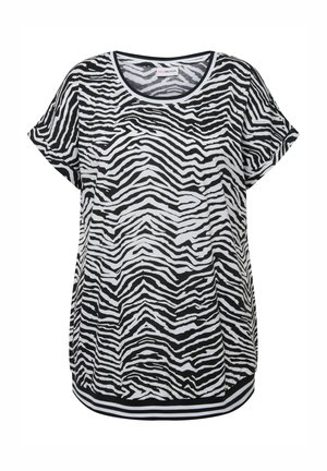 MIAMODA CREW NECK ZEBRA  - T-shirt imprimé - black