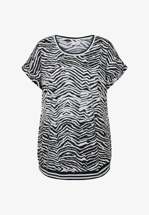MIAMODA OVERSIZED CREW NECK ZEBRA PRINT T-SHIRT - T-shirt print - black