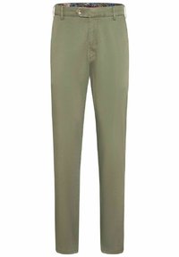 Khakihosen aus Baumwollmischung, mit Slim-Fit, standardmäßigem Bund, Fronttaschen und gemustertem Innenfutter.
