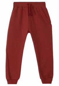 Bordeauxfarbene Sweatpants aus weichem Material, mit elastischem Bund und Kordelzug, Seitentaschen und gerippten Bündchen.