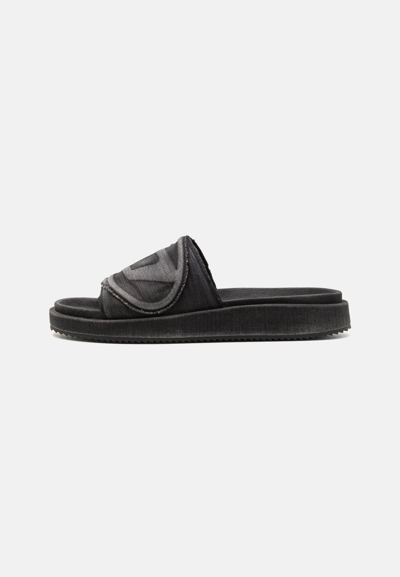 Diesel SA-SLIDE D OVAL UNISEX - Platt slip-in - black denim
