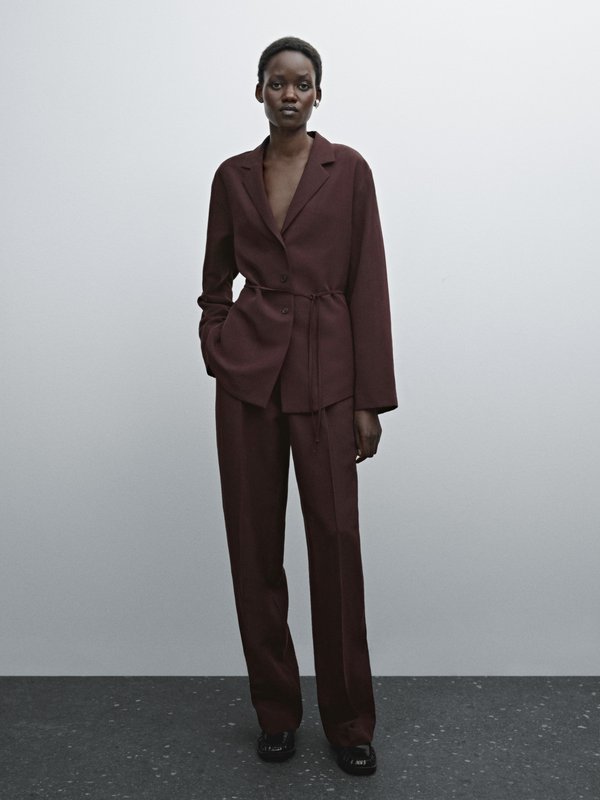 FLOWING WITH DARTS AND THIN WAISTBAND - Trousers - bordeaux4