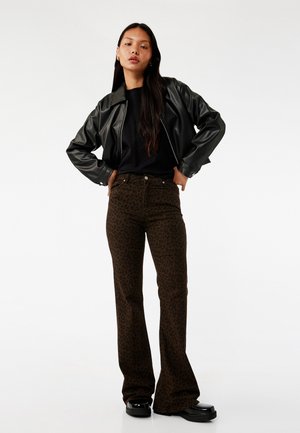 Flared jeans - mottled brown