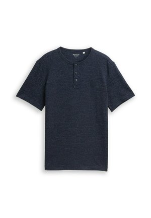 TOM TAILOR, TOM TAILOR T-SHIRT HENLEY T-SHIRT IN MELANGE-OPTIK - Trükipildiga T-särk - navy/white inject stripe