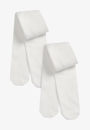 Medias blancas hasta la rodilla con una textura acanalada y un puño doblado. Tela suave con una forma de puntera redondeada estándar.