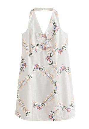 Next, REGULAR FIT - HALTER BOW MINI DRESS - Robe de jour - white floral embroidered