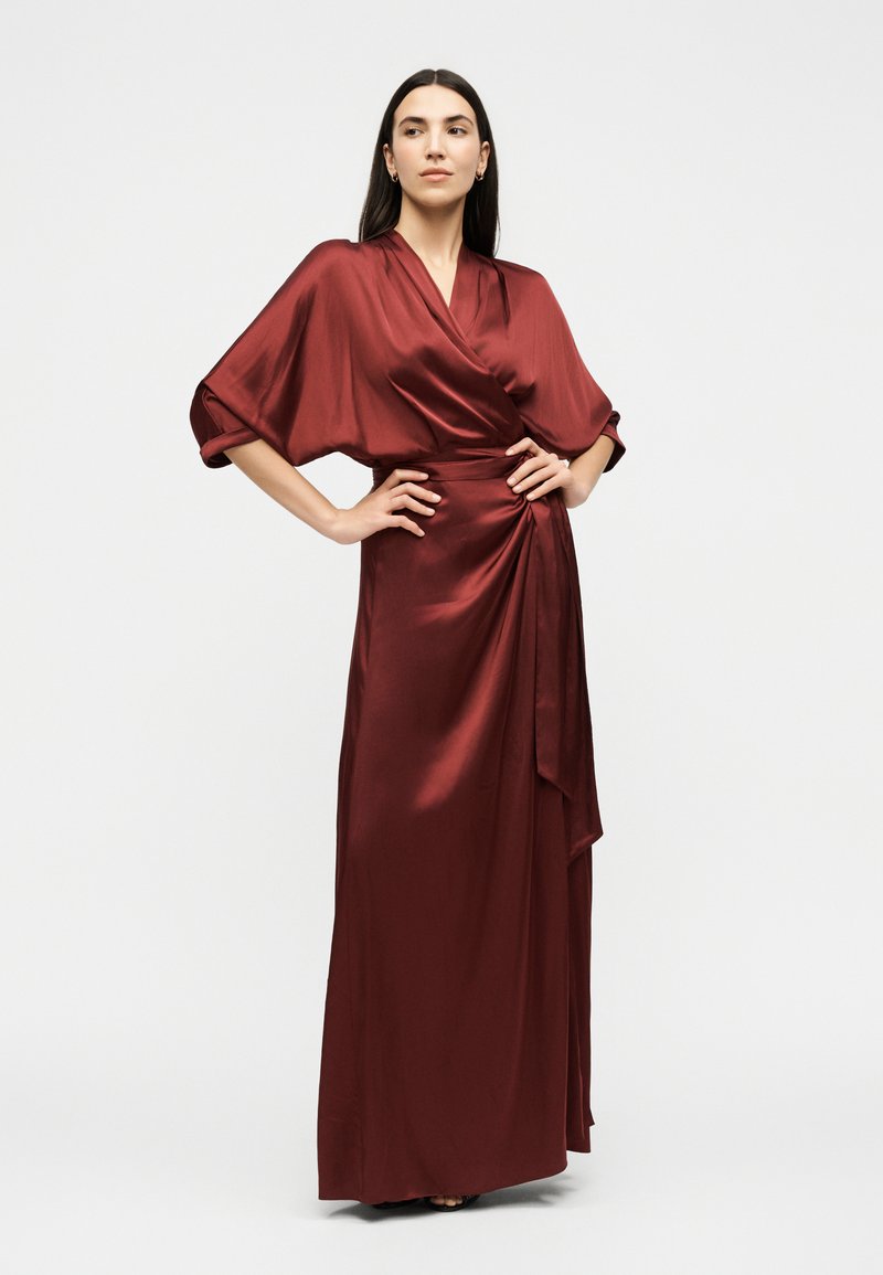 satin burgundy dress midi KissProm main image 0