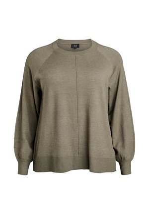 MIT MITTELNAHT UND RAGLANÄRMELN - Pullover - dusty olive