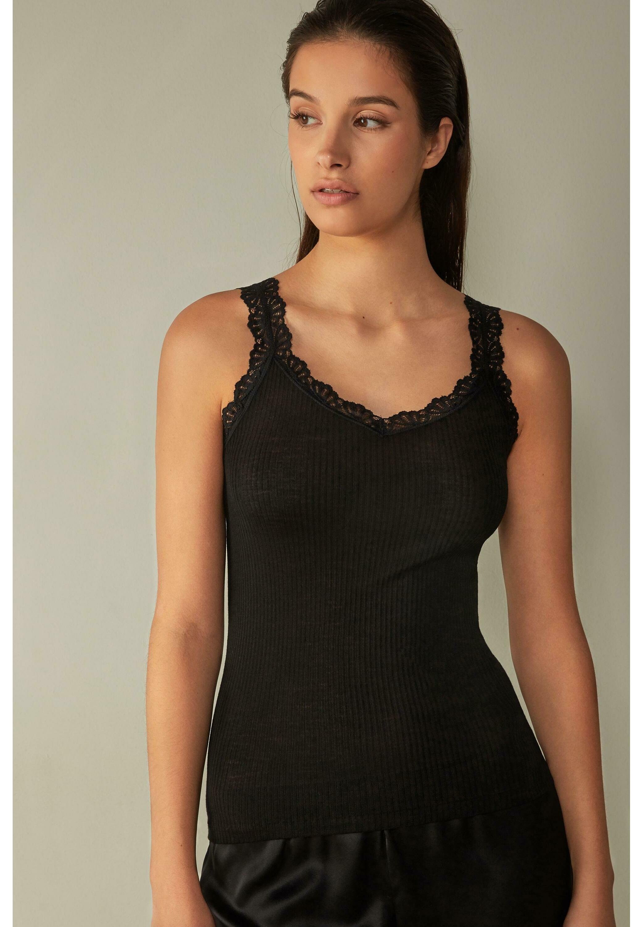 Intimissimi MIT SPITZE - Camiseta interior - schwarz black/negro -  Zalando.es