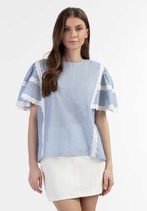 MIT BRIDGEPORT - Blouse - hellblaue dünne streifen