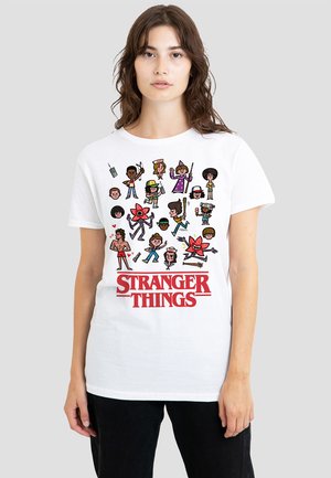 STRANGER THINGS CARTOON CHARACTERS - Print T-shirt - white