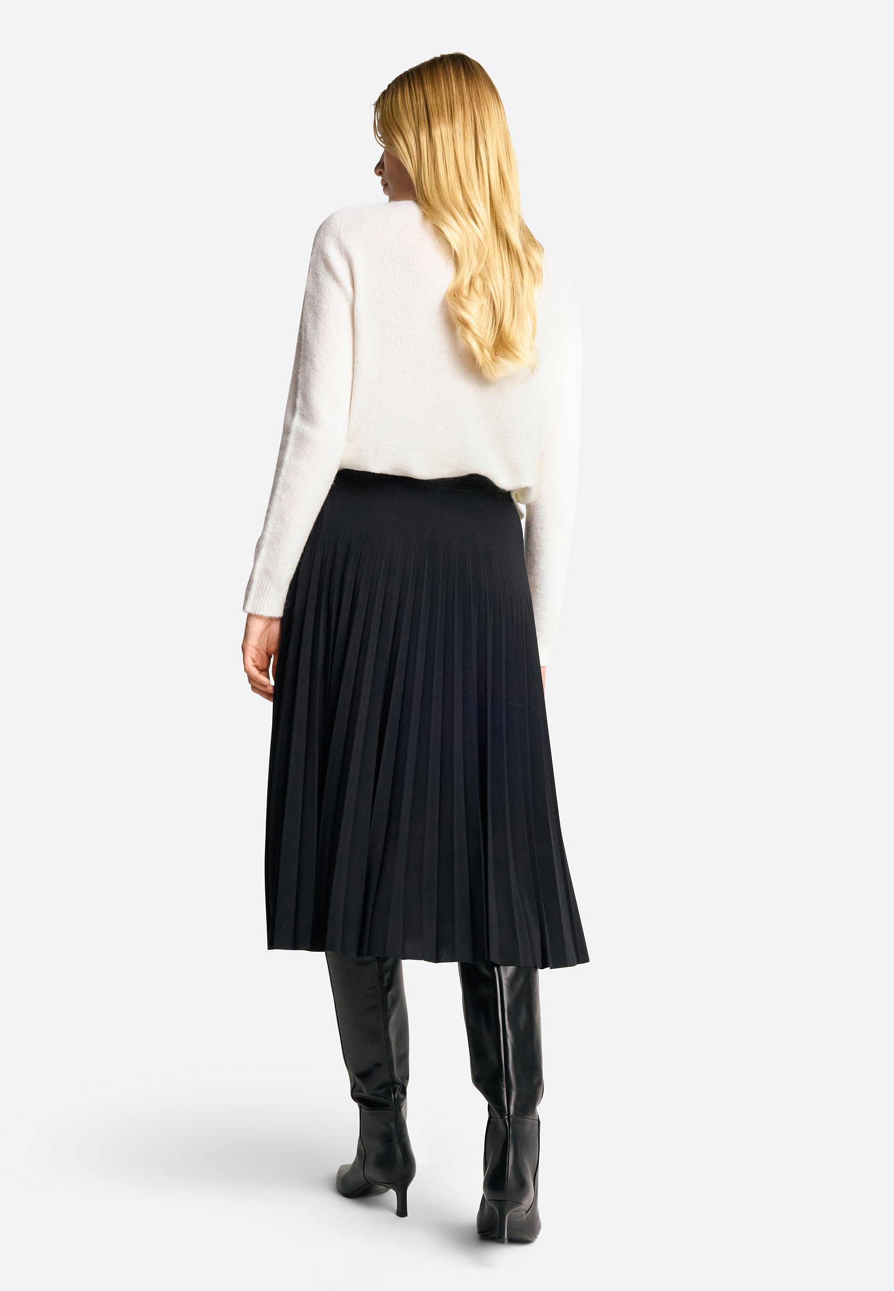 Rich & Royal LEICHTER MIDI-PLISSEE ROCK - A-line skirt - black