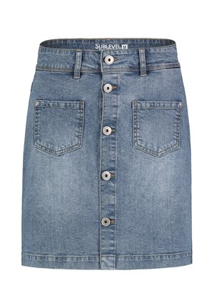 MIT KNOPFLEISTE UND AUFGESETZTEN TASCHEN - Jeansrock - hellblau