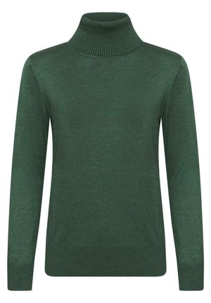 Roheline kõrge kaelusega sviiter pehmest kudumist. Omab pikki varrukaid, soonikust krae ja mansetid ning voolavat siluetti.