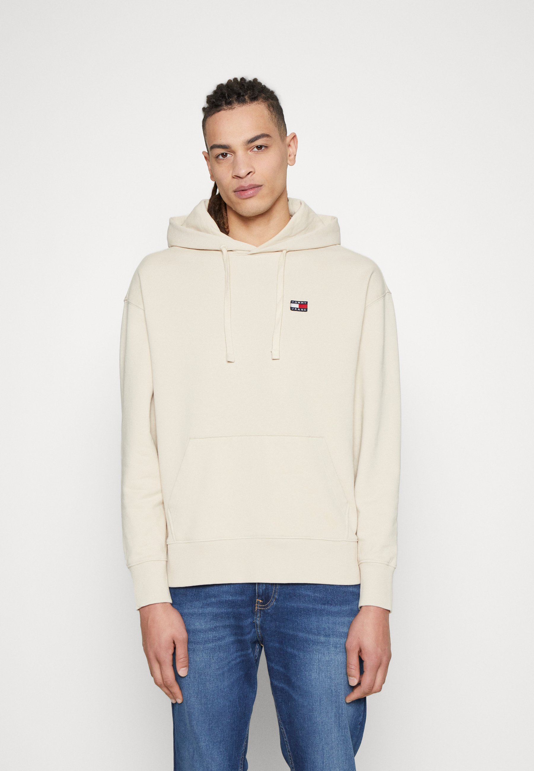 tommy jeans badge hoodie beige