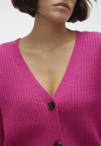 Vero Moda VMLEA V NECK CUFF - Kardigan - pink yarrow