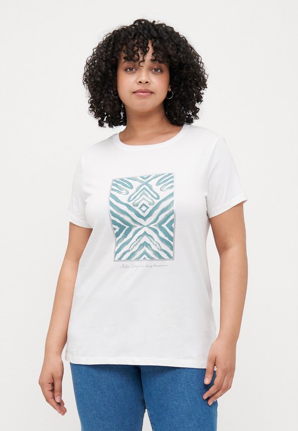 CARBOOSTERY LIFE SS REG TEE - Print T-shirt - cloud dancer