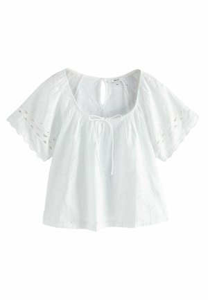 BRODERIE SHORT SLEEVE RIC RAC - Bluse - white