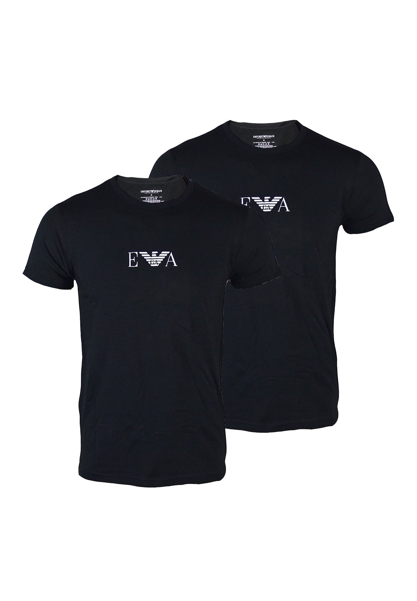 Emporio Armani 2 PACK - T-Shirt print - black/schwarz - Zalando