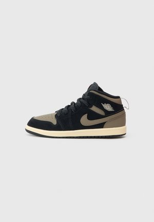 JORDAN 1 MID UNISEX - Sneakers hoog - black/olive grey/light wild mango/muslin