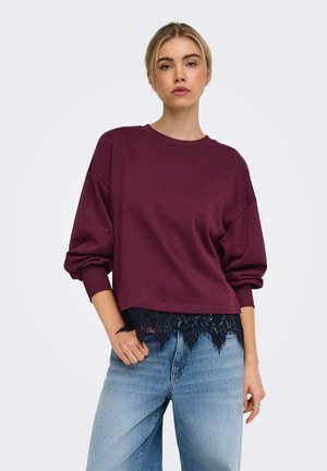 ONLY ONLBROOK L/S O-NECK W. LACE JRS - Sweatshirt - port royale detail black lace