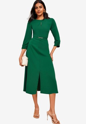 Friends Like These TULIP SLEEVE BELTED FLUTE HEM - REGULAR FIT - Denní šaty - green