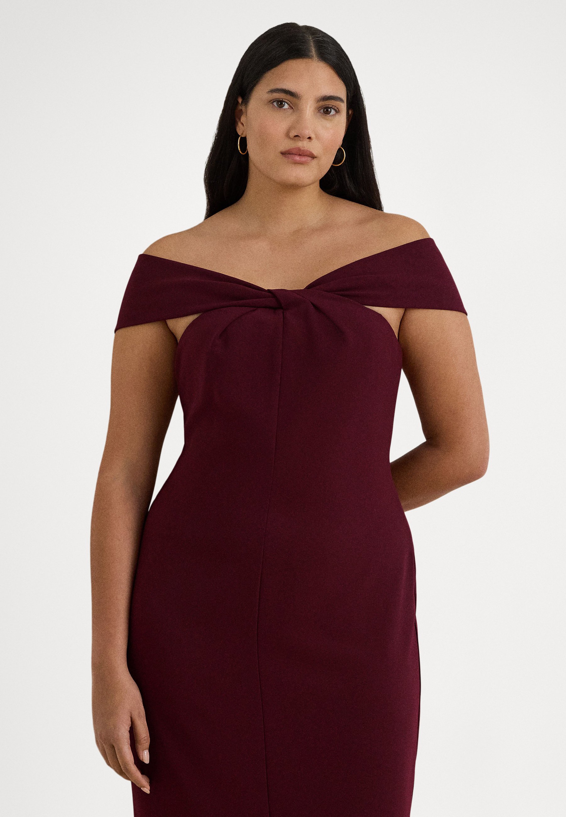 Lauren Ralph Lauren Woman TWIST-FRONT CREPE COCKTAIL DRESS - Cocktail dress  / Party dress - dark garnet/dark red