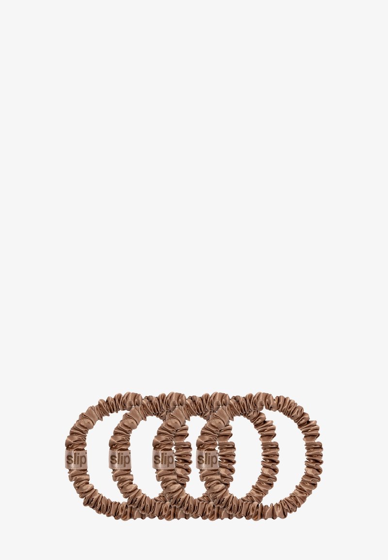 Slip - PURE SILK SKINNY SCRUNCHIES - Håraccessoar - brown, Förstora