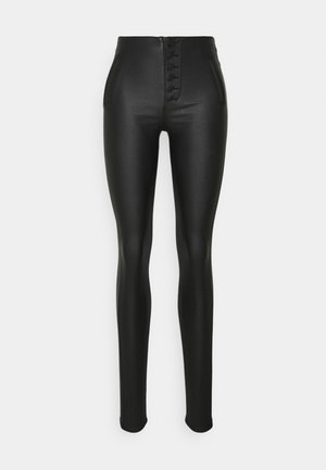 ONLY Tall ONLROYAL COATED BUTTON PANT - Δερμάτινο παντελόνι - black