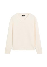 OVERSIZE V-NECK WITH LONG SLEEVE - Jumper - beige