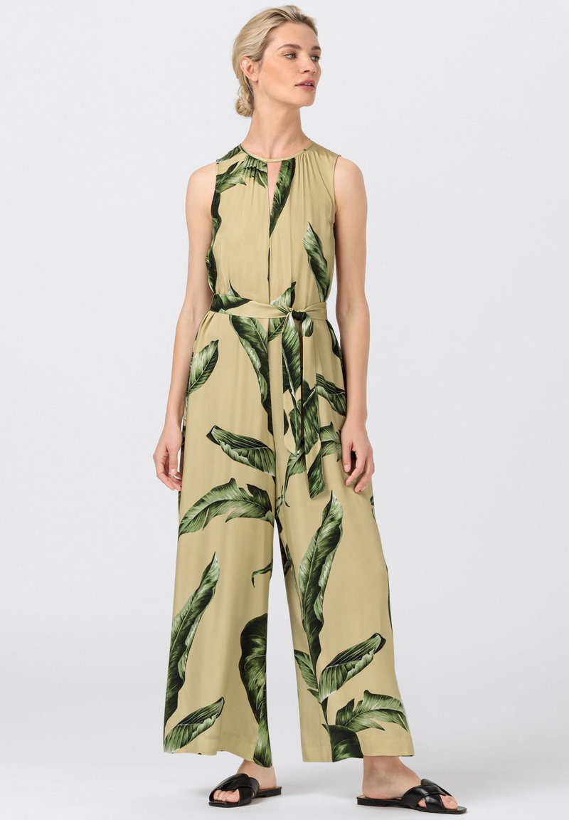 HALLHUBER WIDE LEG AUS MIT MAXI BLÄTTERPRINT Jumpsuit artichoke
