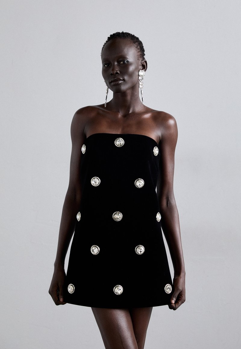 David Koma ALLOVER CRYSTAL STRAPLESS DRESS - Rochie cocktail/Rochie petrecere - black/silver