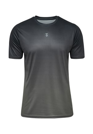 Herre kortærmet atletisk skjorte i gradient mørkegrå, lavet af glat, let stof med rund halsudskæring og diskret logodetalje.