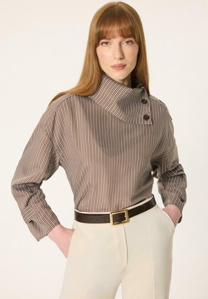 Touché Privé, ASYMMETRICAL COLLAR TUNIC - Blouse - brown