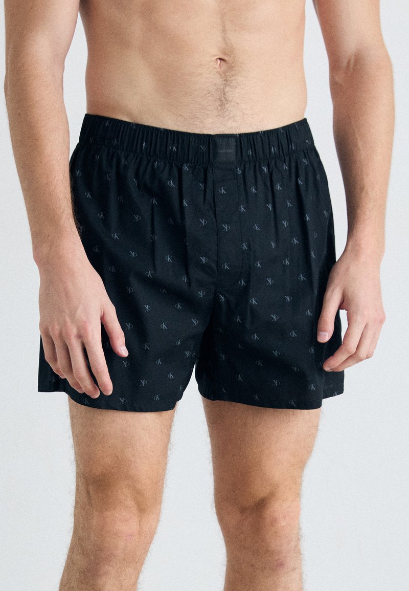 Calvin Klein Underwear BOXER SLIM COTTON POPLIN - Bokseriai - diamond logo black