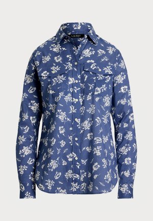Lauren Ralph Lauren COURTENAY LONG SLEEVE BUTTON FRONT - Button-down blouse - blue/white
