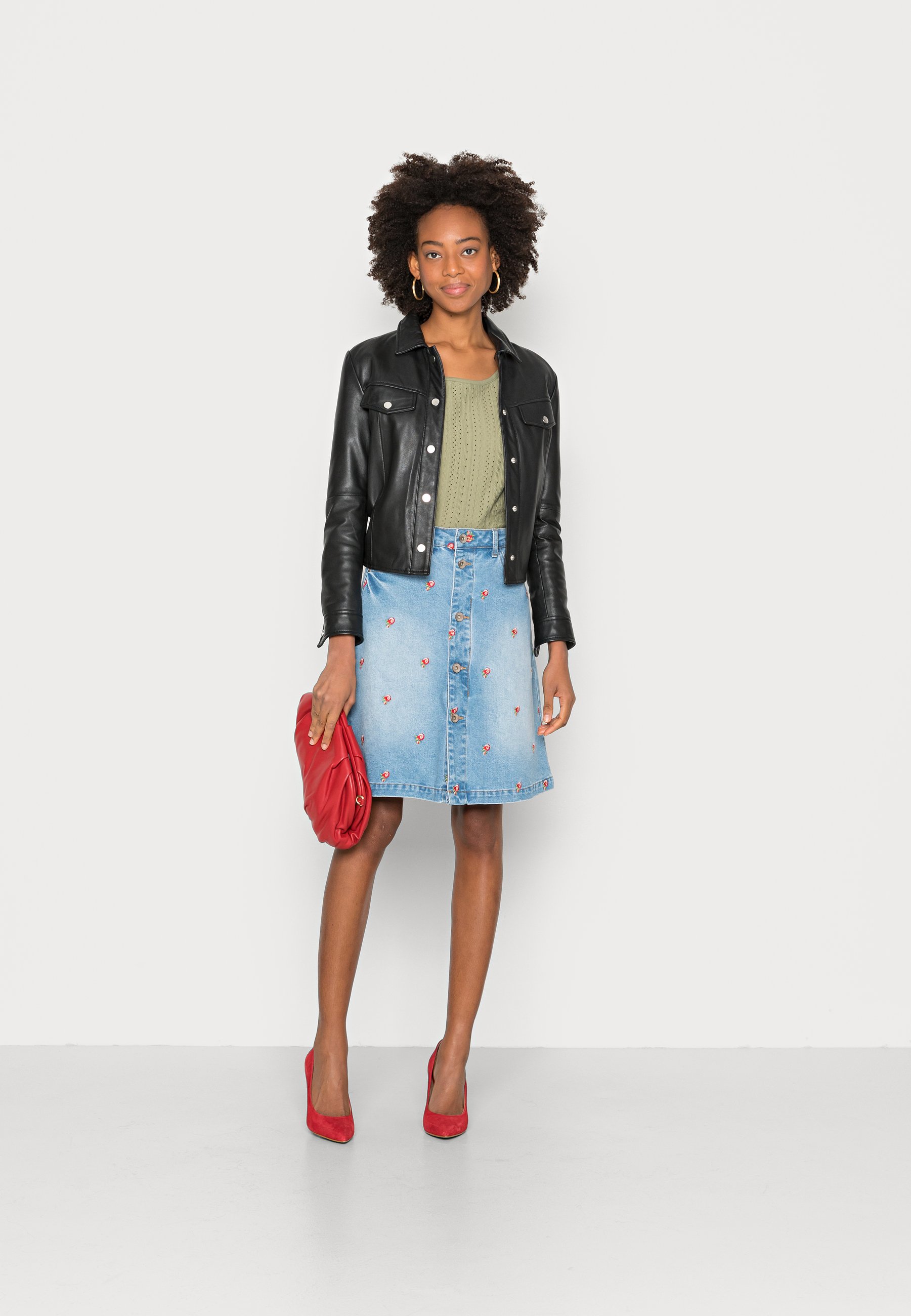 Cream LEONA SKIRT - Denim skirt - blue 