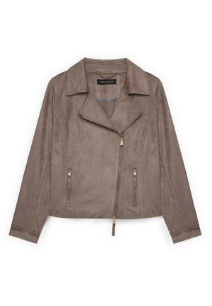 Fiorella Rubino, GIACCA BIKER SOFT TOUCH - Imiteret læderjakke - grigio