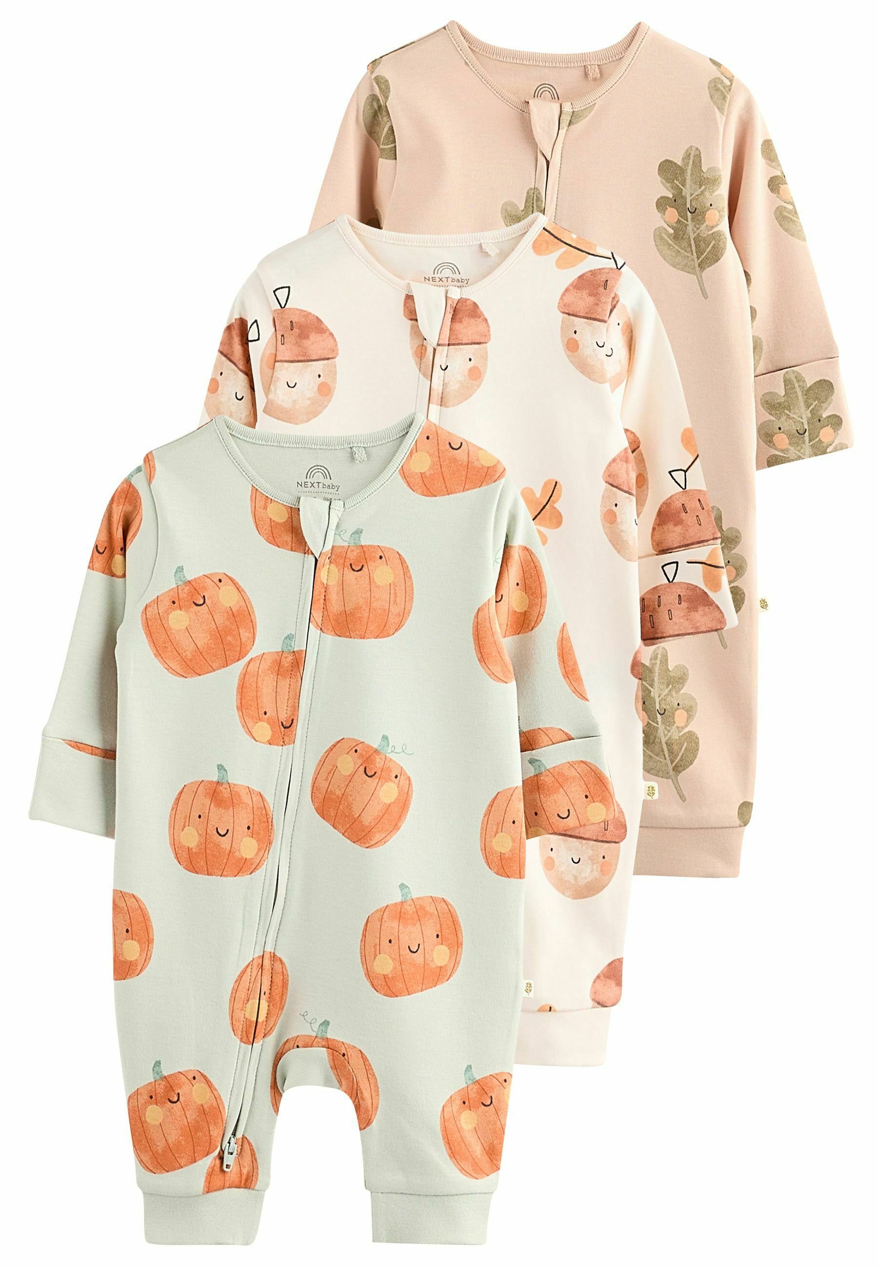 Pyjama Bébé NEXT Halloween Orange - Zip Double Sens, Taille 3 Mois, Lavable Machine