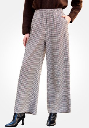 CHIC GINGHAM WIDE-LEG  FOR EFFORTLESS STYLE - Stoffhose - black white