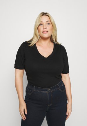 PCLUCA V NECK TEE - Camiseta básica - black