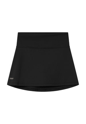 Skort sportivo nero con una larga fascia in vita e un piccolo logo stampato vicino all'orlo sul lato sinistro.