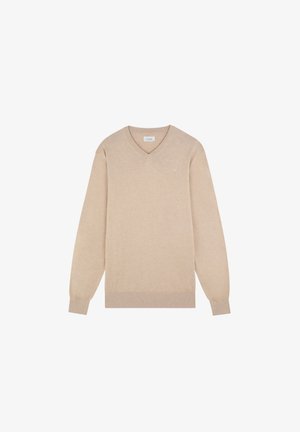 Scalpers, SCALPERS SCSKULL V NECK TRICOT - Jersey de punto - beige