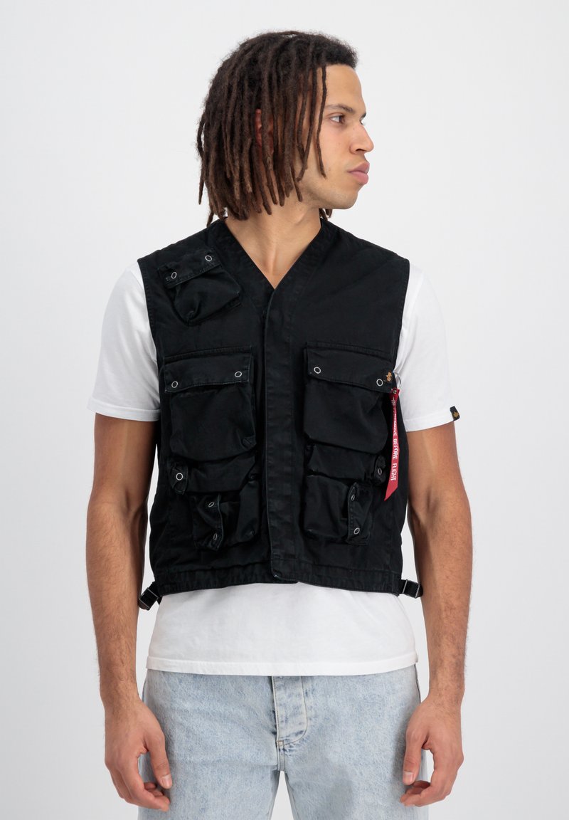 Chaleco Ligero Alpha Industries Para Hombre - Negro, 100% Poliéster