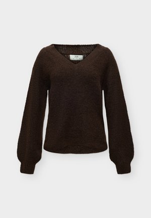JDY, JDYINGEBORG ADA LIFE V NECK - Пуловер - chocolate torte/black ply