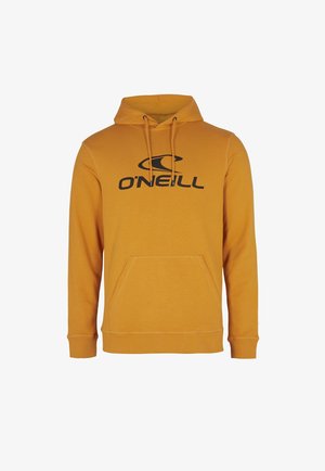 Felpa gialla in cotone, con tasca a marsupio, cappuccio con cordino e un grande logo O'Neill nero sul davanti.